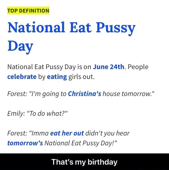 National eat pussy day Comic king porn